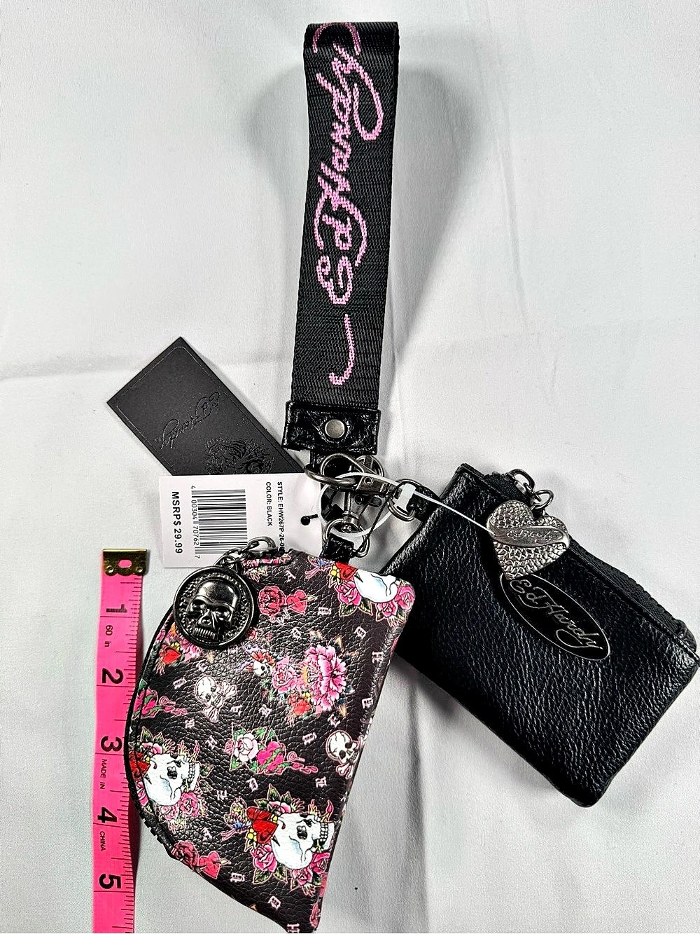 NWT Ed Hardy Floral Mini Bag Set in Black & Pink